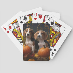 American English Foxhound Puppy Autumn Delight Playing Cards