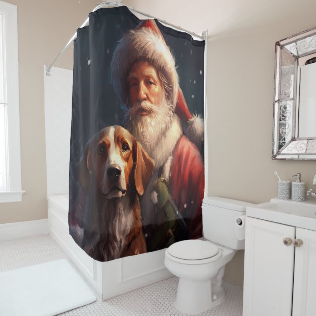 American English Foxhound Santa Claus Christmas (In Situ)