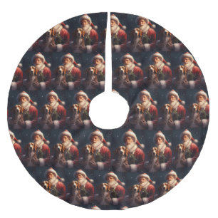American English Foxhound Santa Claus Christmas Brushed Polyester Tree Skirt