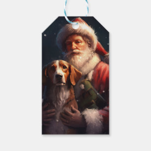 American English Foxhound Santa Claus Christmas Gift Tags