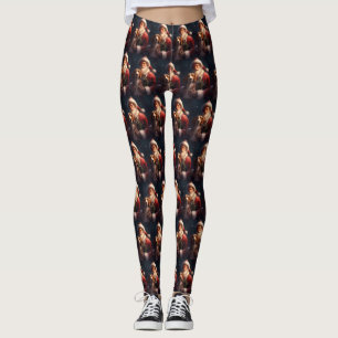 American English Foxhound Santa Claus Christmas Leggings