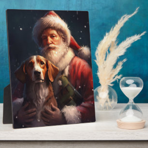 American English Foxhound Santa Claus Christmas Plaque