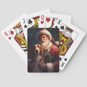 American English Foxhound Santa Claus Christmas Playing Cards