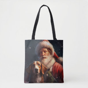 American English Foxhound Santa Claus Christmas Tote Bag