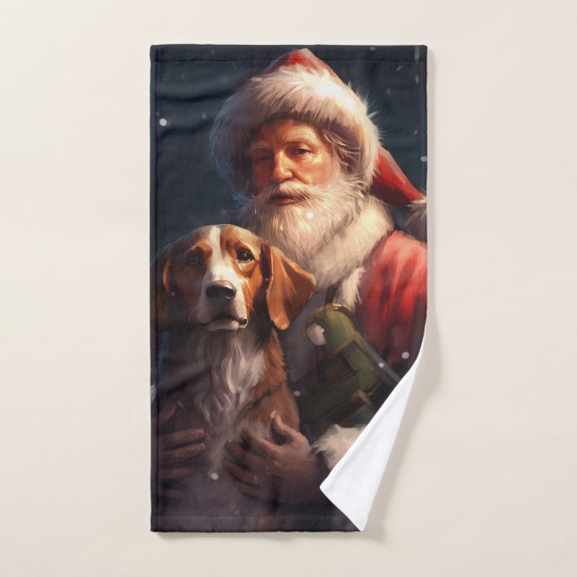 American English Foxhound Santa Claus Noël (Serviette à main)