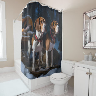American English Foxhound Snowy Sleigh Christmas
