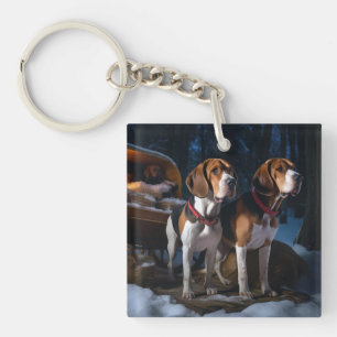 American English Foxhound Snowy Sleigh Noël