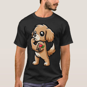 American Er Spaniel I Love Dad Funny Dog Tattoo _1 T-Shirt