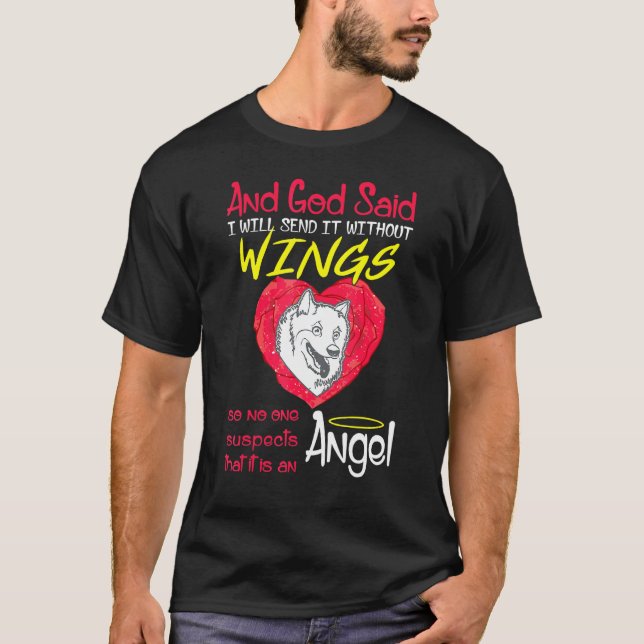 American Eskimo Angel Without Wings Pet T-Shirt (Front)