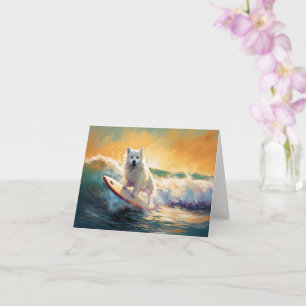 American Eskimo Beach Surfing Painting  Card