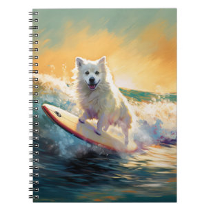 American Eskimo Beach Surfing Painting Notebook