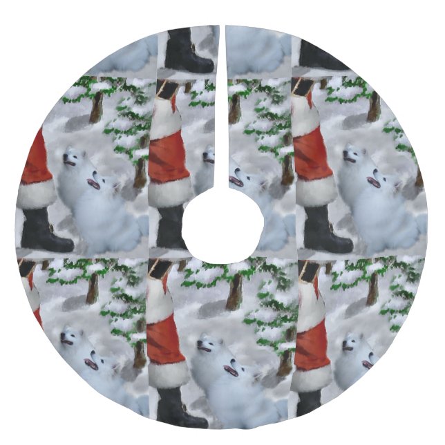 American Eskimo Christmas Brushed Polyester Tree Skirt (Front)