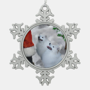 American Eskimo Christmas Snowflake Pewter Christmas Ornament