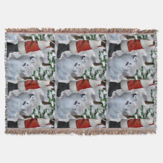 American Eskimo Christmas Throw Blanket (Front)