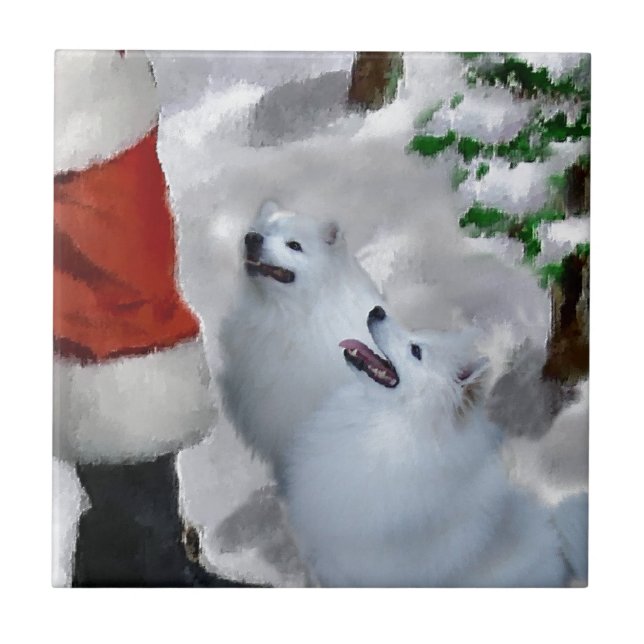 American Eskimo Christmas Tile (Front)