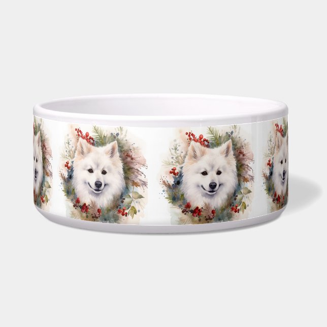 American Eskimo Christmas Wreath Festive Pup (Front)