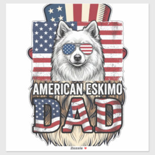 American Eskimo Dad Patriotic Vintage Dog