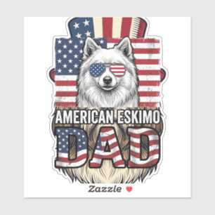 American Eskimo Dad Patriotic Vintage Dog