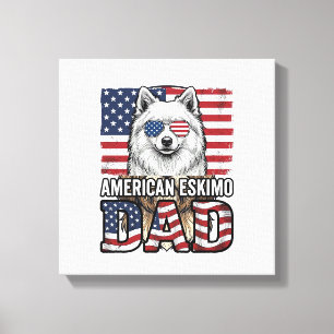 American Eskimo Dad Patriotic Vintage Dog Canvas Print