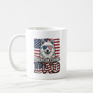 American Eskimo Dad Patriotic Vintage Dog Coffee Mug