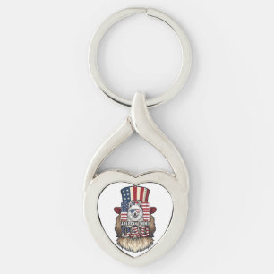 American Eskimo Dad Patriotic Vintage Dog Keychain