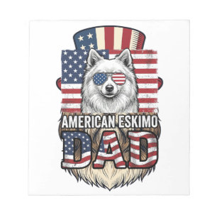 American Eskimo Dad Patriotic Vintage Dog Notepad
