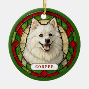 American Eskimo Dog Ceramic Circle Ornament