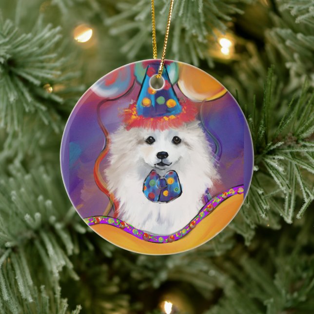 American Eskimo Dog Ceramic Ornament (Tree)