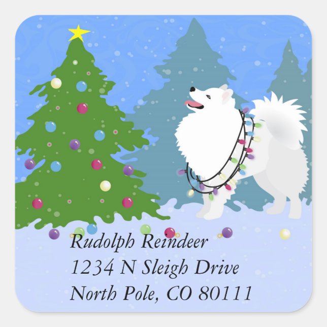American Eskimo Dog Christmas Address Return Label (Front)