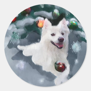 American Eskimo Dog Christmas Classic Round Sticker