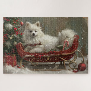 American Eskimo Dog Christmas Festive  Jigsaw Puzzle