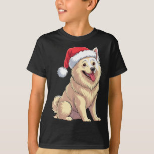 American Eskimo Dog Christmas Santa Hat Pet Dog Lo T-Shirt