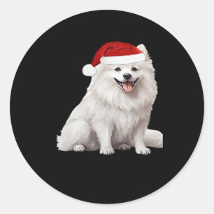 American Eskimo Dog Christmas Tree Dog Puppy Water Classic Round Sticker