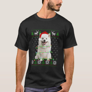 American Eskimo Dog Christmas Tree Lights Puppy Do T-Shirt