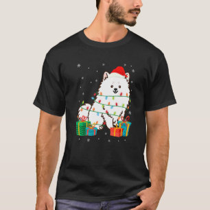 American Eskimo Dog Christmas Tree Lights Puppy T-Shirt