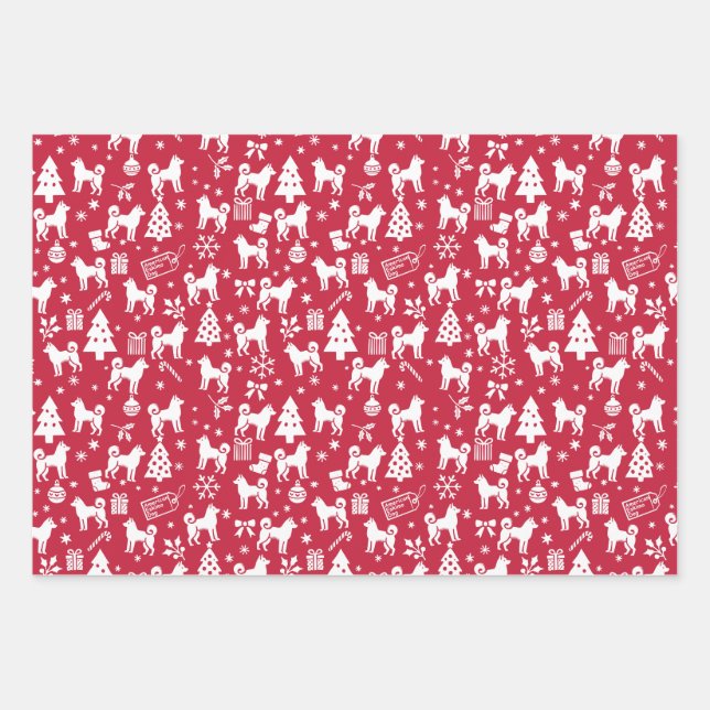 American Eskimo Dog Christmas Wrapping Paper Sheet (Front)