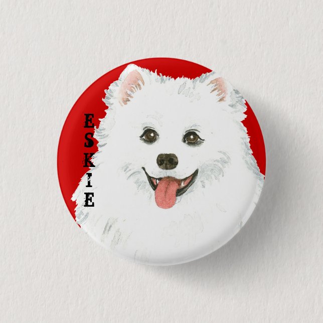 American Eskimo Dog Colour Block 1 Inch Round Button (Front)