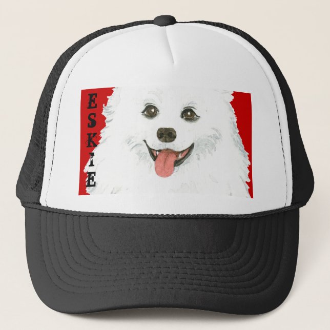 American Eskimo Dog Colour Block Trucker Hat (Front)