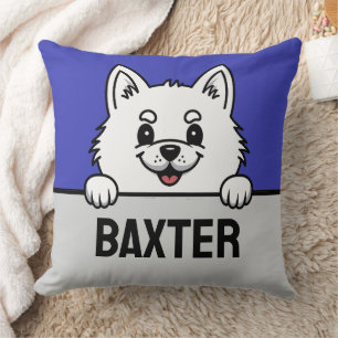 American Eskimo Dog Custom Name Puppy Dog Lovers Throw Pillow