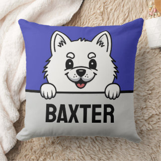 American Eskimo Dog Custom Name Puppy Dog Lovers Throw Pillow