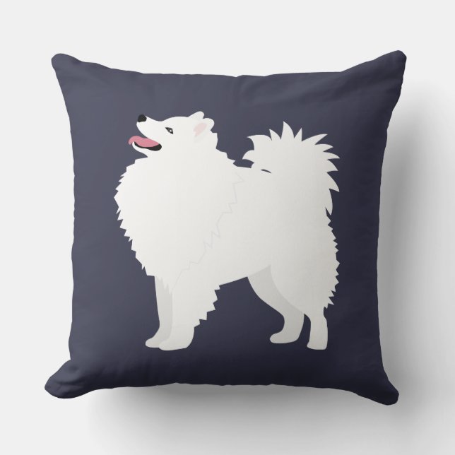 American Eskimo Dog Dog Breed Silhouette Throw Pillow (Front)