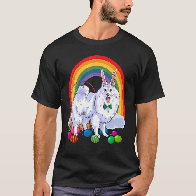 American Eskimo Dog Easter Eggs Bunny T-Shirt (Front)