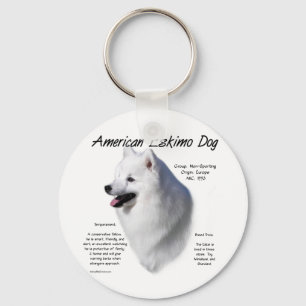 American Eskimo Dog History Design Keychain