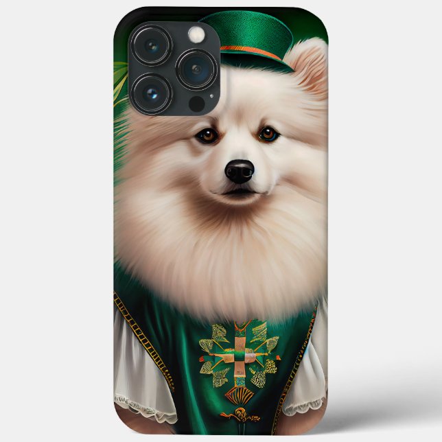 American Eskimo dog in St. Patrick's Day Dress Case-Mate iPhone Case (Back)