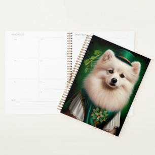 American Eskimo dog in St. Patrick's Day Dress Planner