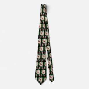 American Eskimo dog in St. Patrick's Day Dress Tie