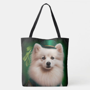 American Eskimo dog in St. Patrick's Day Dress Tote Bag