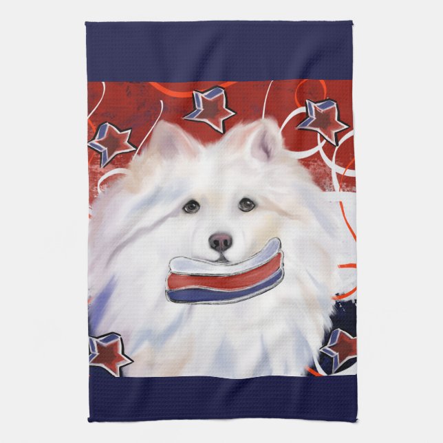 American Eskimo Dog  Kitchen Towel (Vertical)