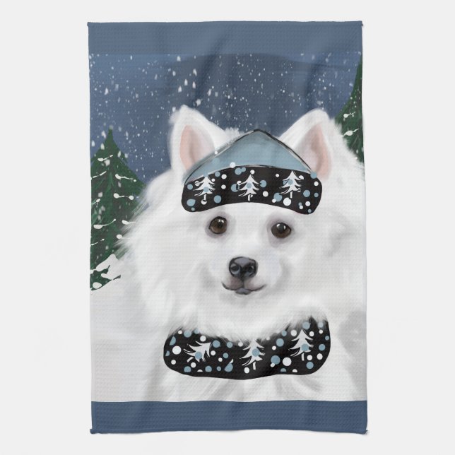 American Eskimo Dog  Kitchen Towel (Vertical)