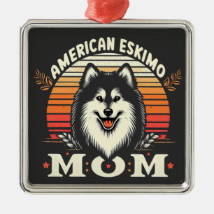 American Eskimo Dog Mom - Aunt dog lover Gift Idea Metal Ornament